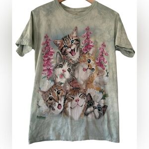 286-The Mountain Cat Graphic Tie-Dye Tee